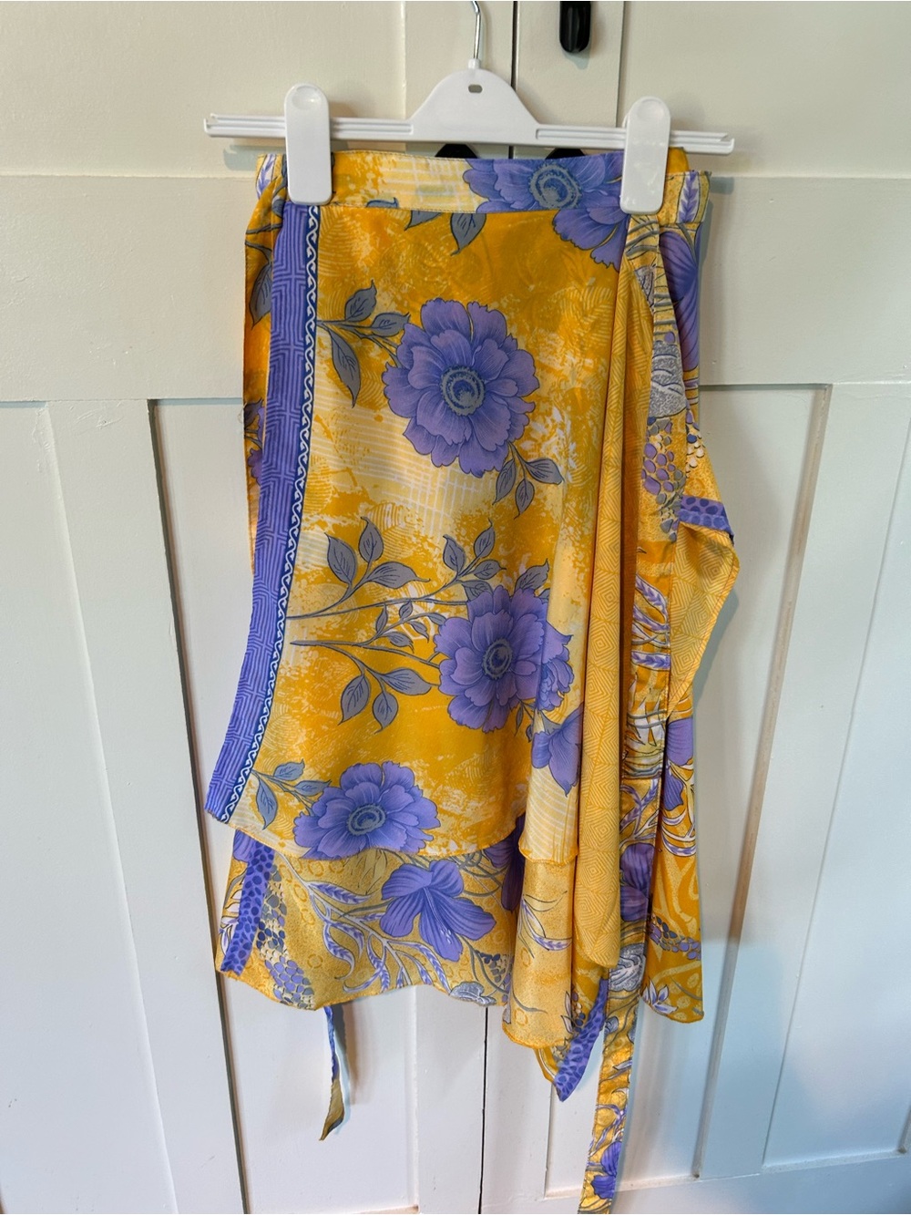 Vintage Sari Silk Wrap Skirt Silk Blend Size Medium